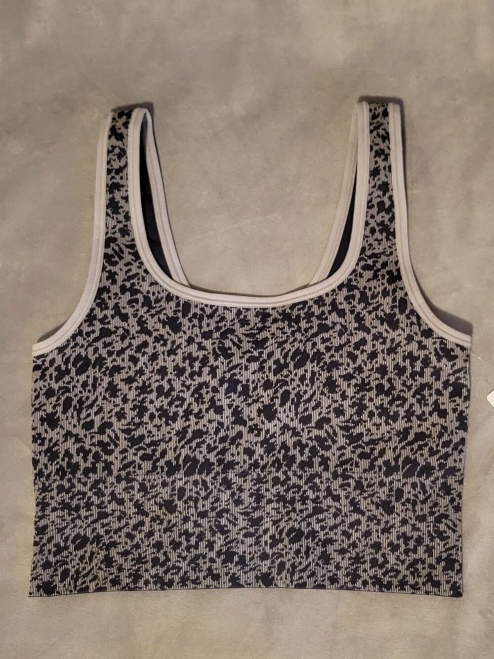 Athleta Aurora Scoop Crop Tank Cropped Yoga Ribbed Black Gray Zephyr S NWT $55